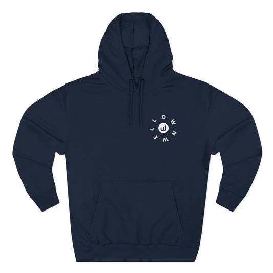 Minimal Sun & Moon Hoodie — Small Chest Graphic Fleece Pullover